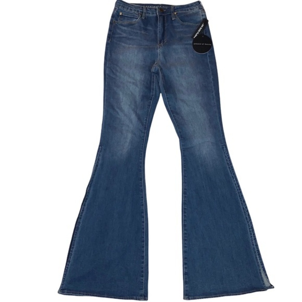 Articles Of Society sz 3 blue Jeans washed denim high waist flare leg whiskering